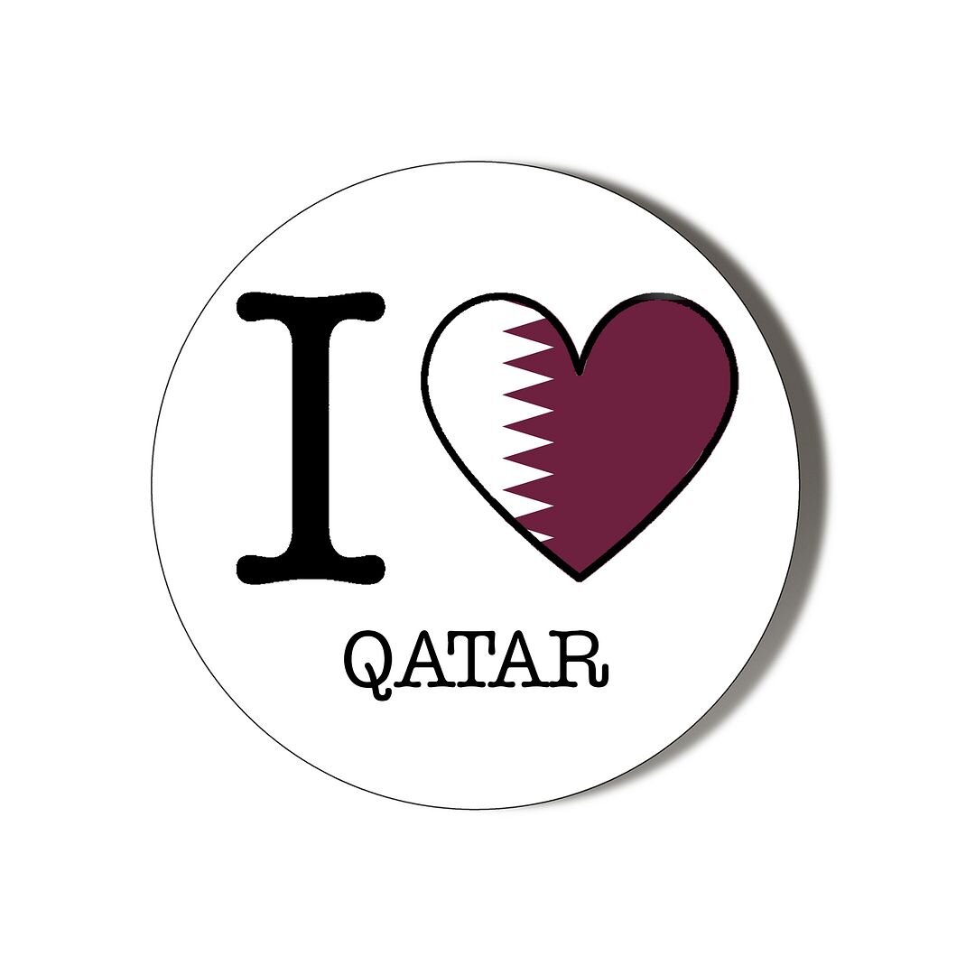 I Love Qatar Flag Heart Shaped Design 38Mm Novelty Badge